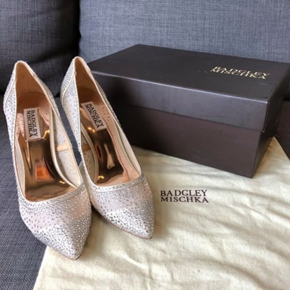 Badgley Mischka Shoes - Badgley Mischka Weslee Sparkle Silver Pumps Heels